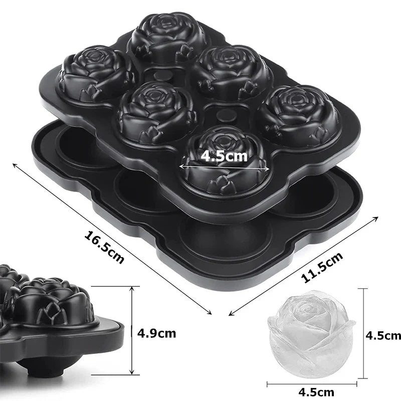 LMETJMA Ice Cube Tray Easy Release Rose Ice Cube Trays With Funnel Silicone Rose Ice Ball Maker for Cocktails Whiskey JT51