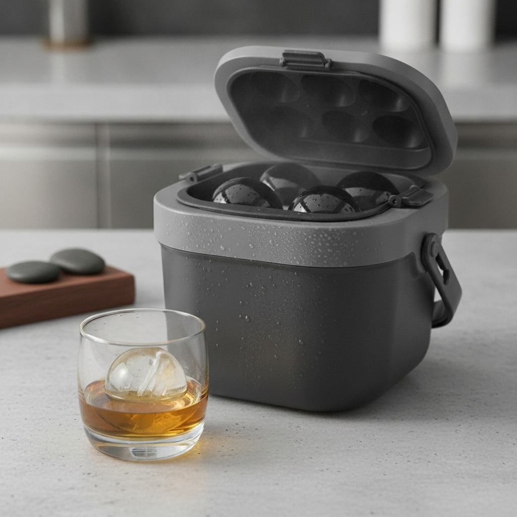 Crystal Clear Ice Ball Maker, 4 Large 2.4" Clear Sphere Ice Cube Mold for Whiskey, Cocktails & Bourbon