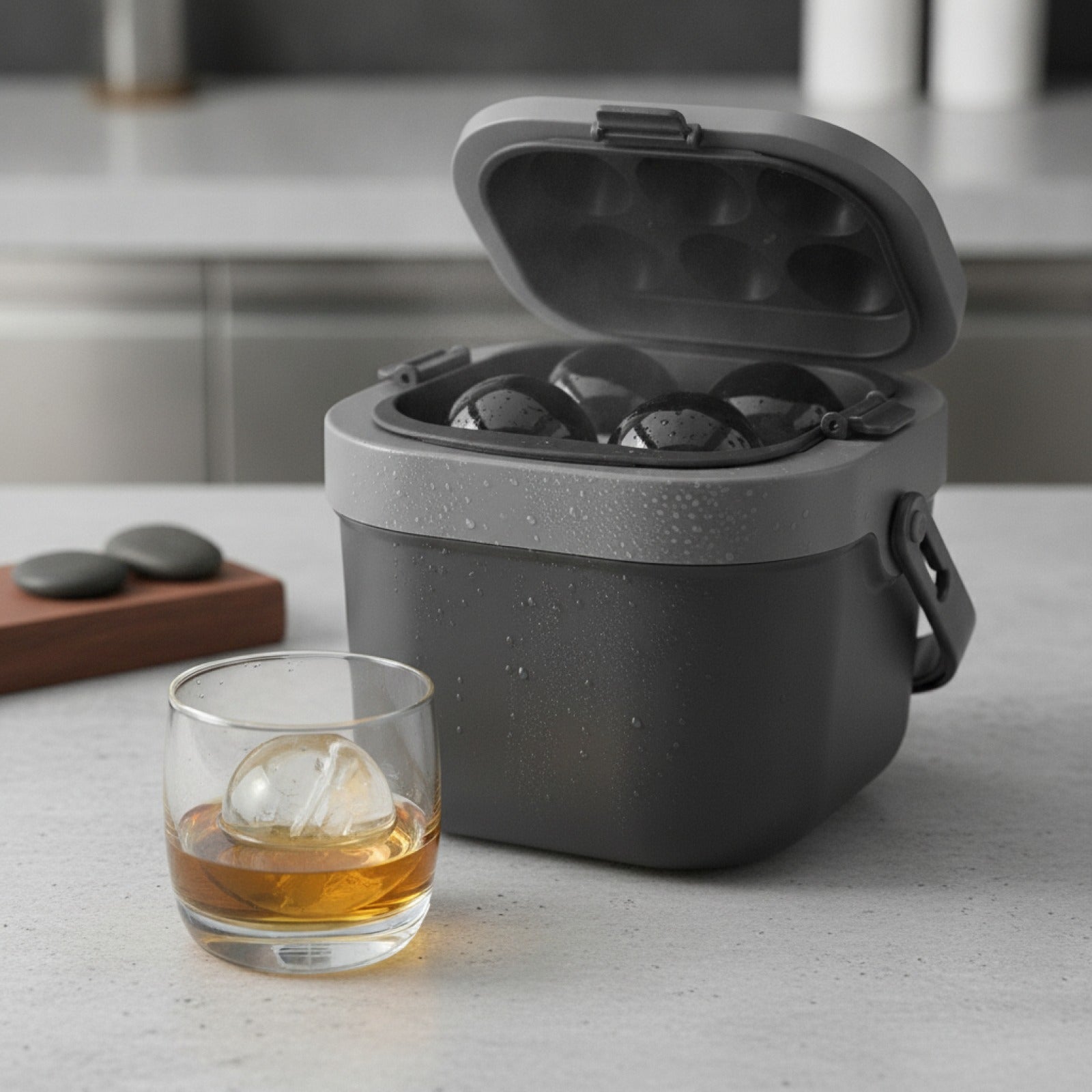 Crystal Clear Ice Ball Maker, 4 Large 2.4" Clear Sphere Ice Cube Mold for Whiskey, Cocktails & Bourbon