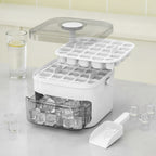 Compact Double Layer Ice Cube Tray with Lid and Bin, Pull-Out Ice Drawer with Portable Handle, Kitchen Accessories, Gadgets