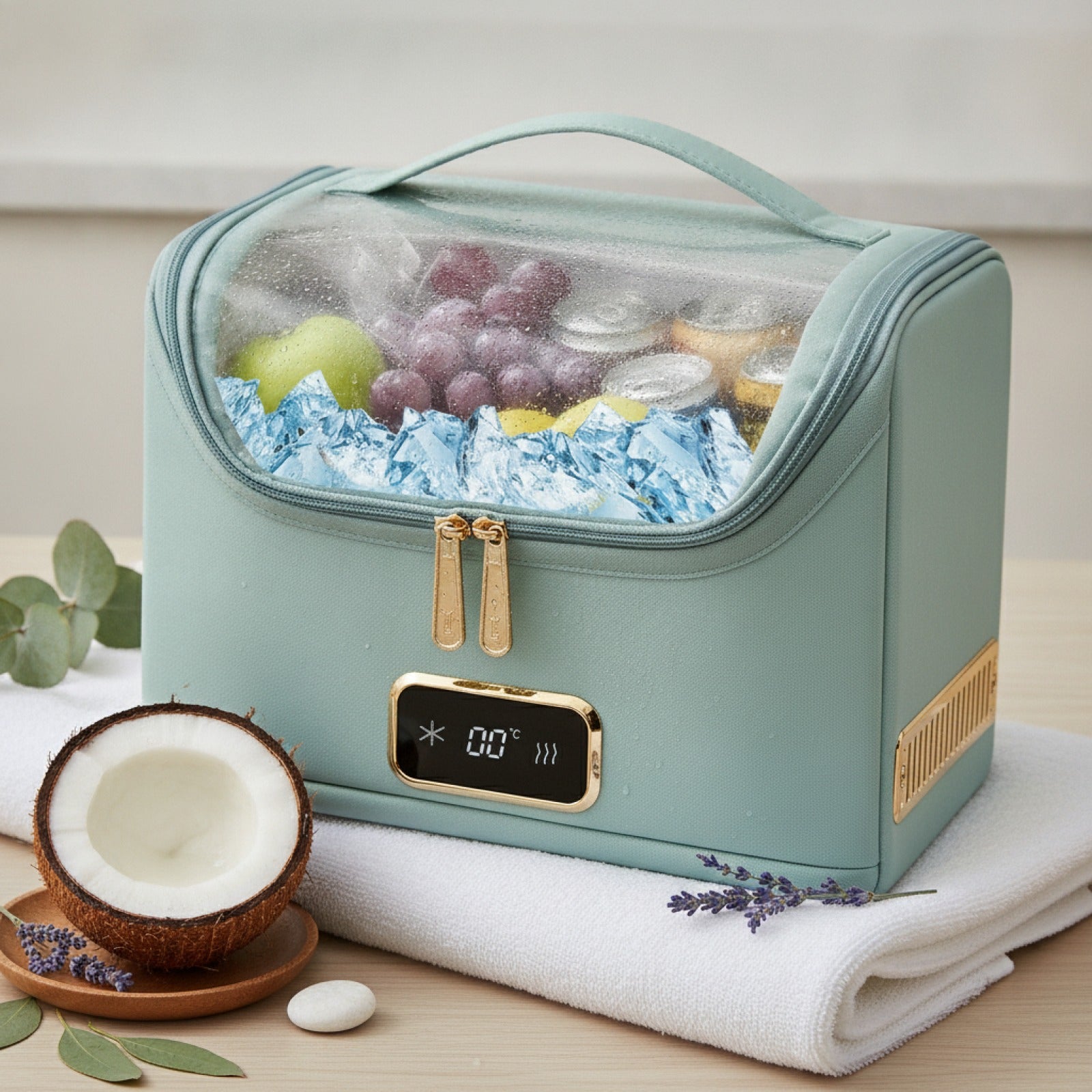 Yannice12V220V Mini Car Refrigerator Green Portable Car Cold＆ Heat Soft Bag Hand Carry Cosmetics Drug Cold Bag For Home Car Use
