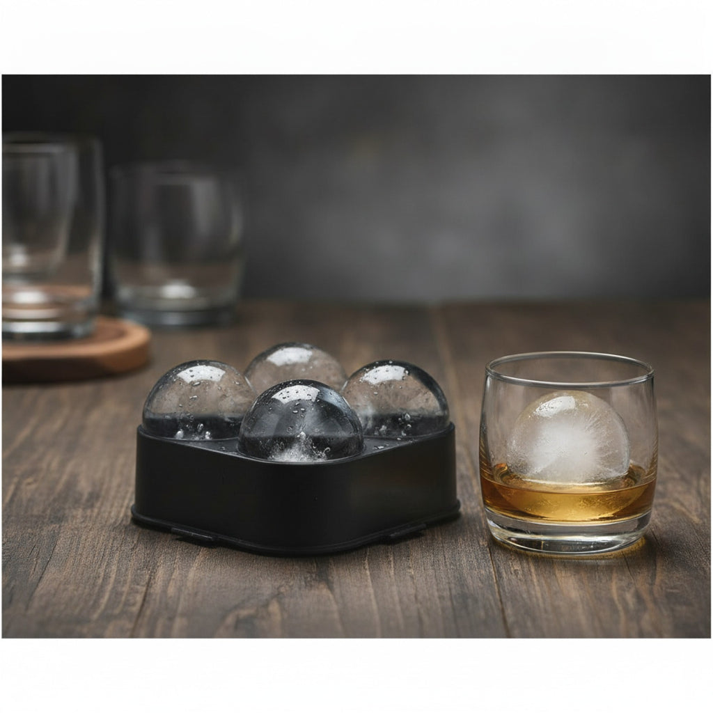 Crystal Clear Ice Ball Maker, 4 Large 2.4" Clear Sphere Ice Cube Mold for Whiskey, Cocktails & Bourbon