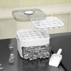 Compact Double Layer Ice Cube Tray with Lid and Bin, Pull-Out Ice Drawer with Portable Handle, Kitchen Accessories, Gadgets