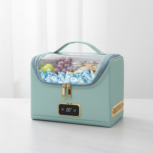 Yannice12V220V Mini Car Refrigerator Green Portable Car Cold＆ Heat Soft Bag Hand Carry Cosmetics Drug Cold Bag For Home Car Use